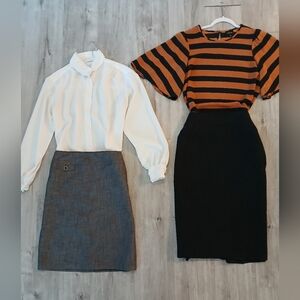 Lot X 4 Bundle Work Office Pencil Skirts Blouses Tops Set  Capsule Mix & Match